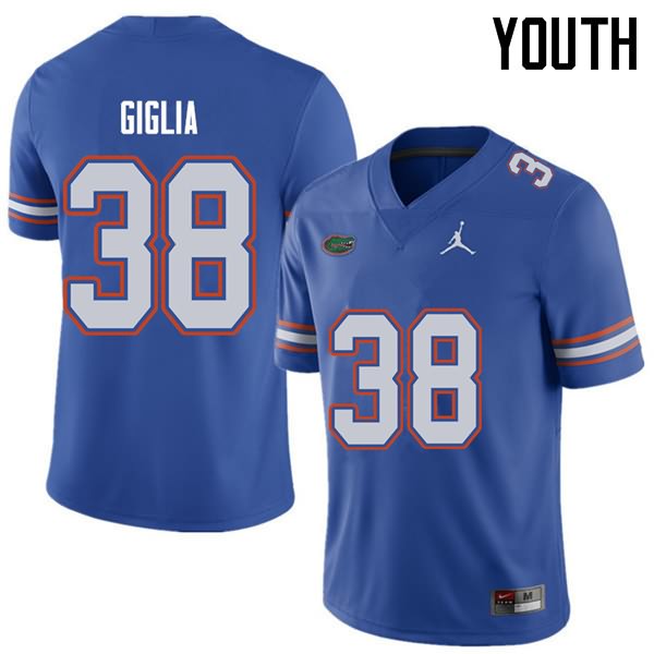 NCAA Florida Gators Anthony Giglia Youth #38 Jordan Brand Royal Stitched Authentic College Football Jersey DNA7064MP